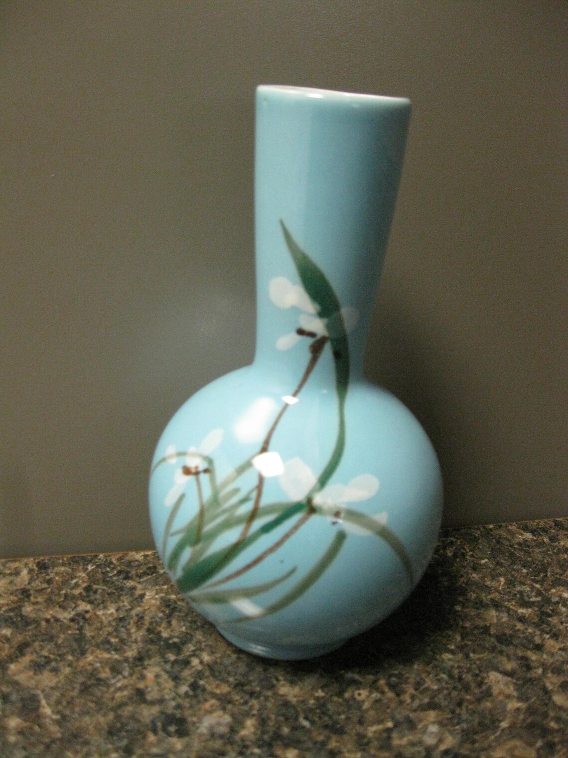Vintage Blue Floral Porcelain Bud Vase. Hand Painted. Measures Etsy