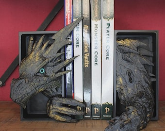 Lightning Dragon Bookend 3D Printed – Fantasy Book Holder