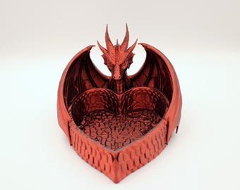 Fantasy Bowl: Valentine's Day Gift - Heart-shaped, Custom Engraving Option - Dragon Heart Tabletop