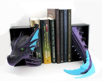 Sea Dragon Bookend Set – Fantasy Decor for Bookshelves
