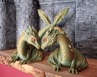 Dragon Bookends Fantasy Aesthetic Bookshelf Decoration 3D Printed Book Nook Bookish Home Decor Nerdy Gift Gamer Book Lover