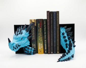 Crystal Dragon Emerging Book Nook | Arcane Shelf Art | Fantasy Bookshelf Decor | Vivid Glass Eyes