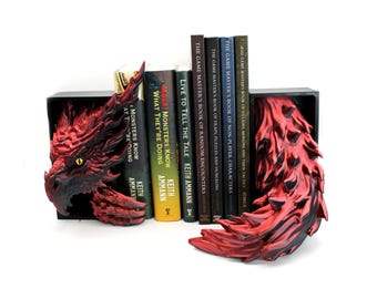 Inferno Dragon Bookend, Two-Piece Set – Fantasy Shelf Decor