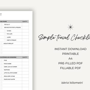Travel Packing List – Printable | Pre-Trip Checklist | Packing Organizer | Vacation Preparation | Trip Planner PDF