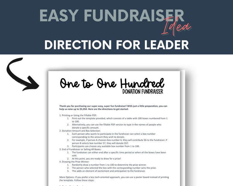100 Square Fundraiser Template Printable, Donation Tracker Sheet ...