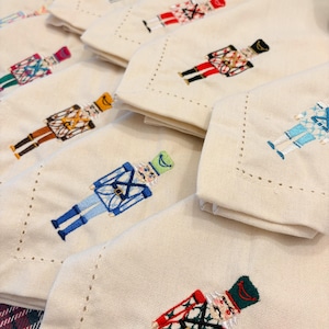 Embroidered Dinner Napkins - Nutcracker -Personalized Monogram | Custom Housewarming, Hostess, Holiday, Christmas Gifts For Her