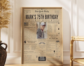 Custom 75th Birthday Newspaper Poster – Personalized Diamond Edition (Digital Download)