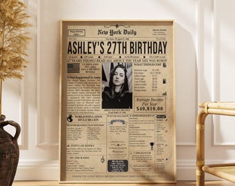 27th Birthday Newspaper Poster – Personalized USA Edition (Digital Download)