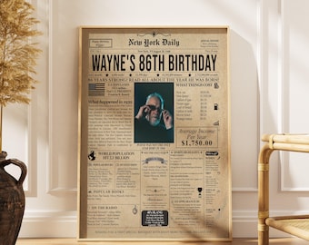 86th Birthday Newspaper Poster – Custom USA Edition (Digital Download)