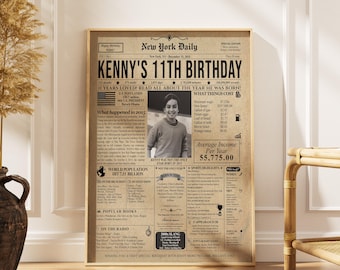 11th Birthday Newspaper Poster – Personalized USA Edition (Digital Download)