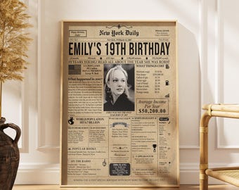 19th Birthday Newspaper Poster – Personalized USA Front Page (Digital Download)