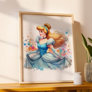 Digital Princess Inspired Wall Art on Colorful Background, Girls Bedroom Decor, Playroom Decor, Princesses Themed Nursery, Instant Download