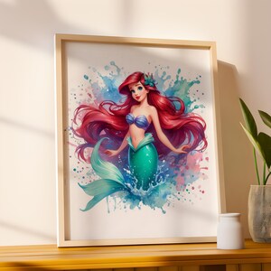 Digital Princess Inspired Wall Art on Colorful Background, Girls Bedroom Decor, Playroom Decor, Princesses Themed Nursery, Instant Download