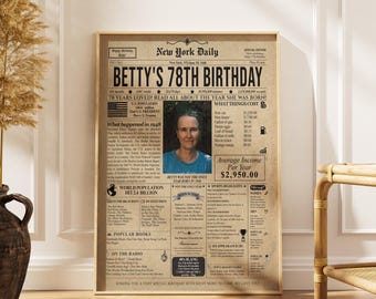 78th Birthday Newspaper Poster – Personalized USA Edition (Digital Download)