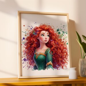 Digital Princess Inspired Wall Art on Colorful Background, Girls Bedroom Decor, Playroom Decor, Princesses Themed Nursery, Instant Download