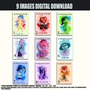Set of 9 bundle of Emotions It’s Okay Not to be Okay, Anger Joy Sadness Embarrassment Anxiety, Envy, Cartoon Emotions Friends,download