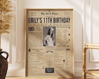 11th Birthday Newspaper Poster – Custom British Front Page (Digital Download)