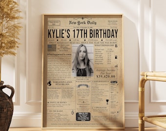 17th Birthday Newspaper Poster – Custom USA Edition Digital Download