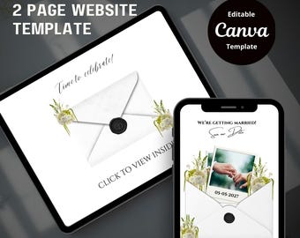 Floral Save the Date Website: Canva Wedding Invitation Template (Digital Download)