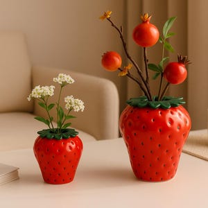 イチゴの花瓶 | かわいい陶器のフルーツ花瓶 | 気まぐれなホームデコレーション | 彼女へのギフト | コテージコアデコレーション | 誕生日プレゼント | 新築祝いのギフト