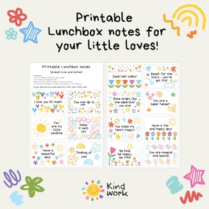 Printable Preschool, Nursery, School Daily Lunchbox Notes – Positive Affirmations & Encouragement for Kids | Positivity Notes for Kids