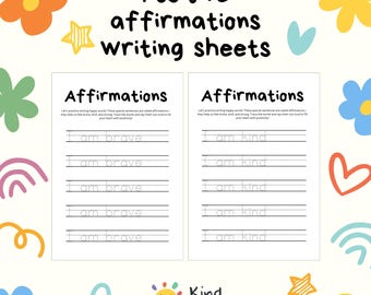 Kids Affirmations Tracing Worksheets: Handwriting Practice (PDF)