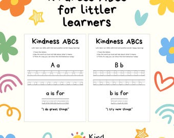 Kindness ABCs Tracing Worksheets for Kids | Handwriting Practice | Positive Words Printable | Preschool SEL Activity | ABC Affirmations