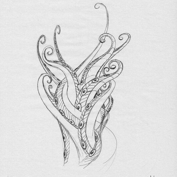 Tentacle sketch by Mike Mckone. Free USA shipping!