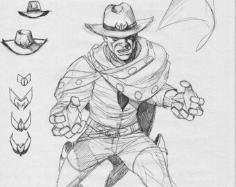 Cowboy Magneto sketch for EXILES #6 cover