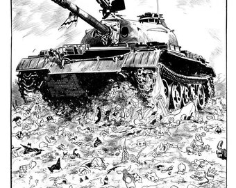 Comics vs War print by Steve Lieber