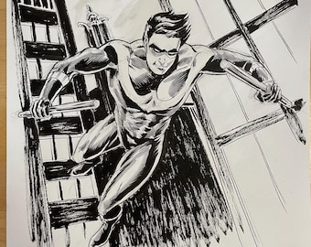Nightwing original art by Ron Randall. Free USA shipping!