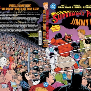 Peut inclure: Couverture de bande dessin&eacute;e pour "Superman's Pal Jimmy Olsen" montrant un match de boxe entre un d&eacute;mon rouge et un homme en veste verte. Le titre est en grandes lettres jaunes. Une foule regarde le combat.