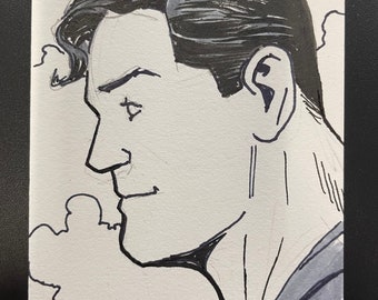 Superman original art- sketchcard by Jimmy Olsen artist Steve Lieber