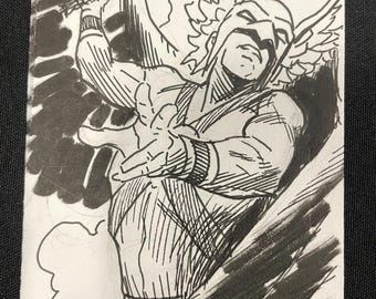 Hawkman sketchcard. Original art by Steve Lieber.