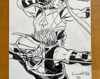 Green Arrow & Speedy original art by Emmett Graham
