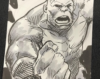 Rampaging Hulk sketchcard by Steve Lieber.