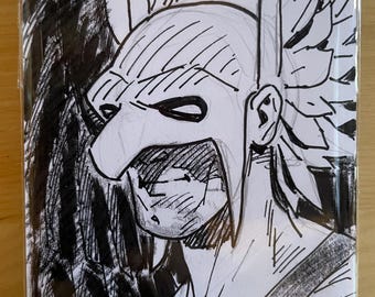 Hawkman sketchcard. Original art by Steve Lieber.