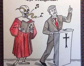 The Evangelical, original art from Danse Macabre 2.0 by Dylan Meconis