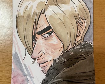 Leon Kennedy from Resident Evil 9. Watercolor art by Cat Farris.
