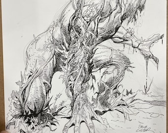 Swamp Thing sketch by Steve Lieber. Original art. Free USA shipping.