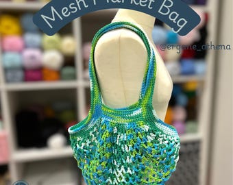 Handmade Crochet 100% Cotton Mesh Market Bag - Sturdy Practical Reusable Shopping Bag