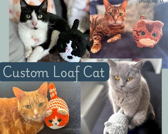 Custom Crochet Loaf Cat Plush, Personalized Cat Amigurumi, Handmade Pet Portrait Replica, Cat Lover Gift, UKCA Tested