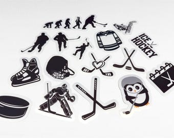 Ice Hockey Stickers | Water Resistant Vinyl Hockey Decals | Hockey Lover Gift | Sports Laptop, Water Bottle & Journal Stickers
