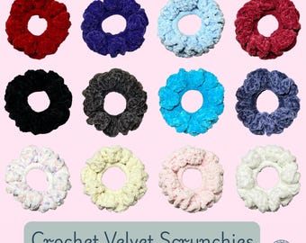 Handmade Crochet Velvet Scrunchies - Supersoft Comfortable Everyday Wear