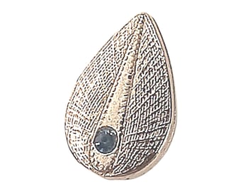 Tie Tack Pin Vintage Silver Leaf with Blue Crystal