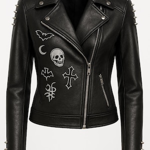 Studded Skull Leather Biker Jacket: Gothic Punk Fashion