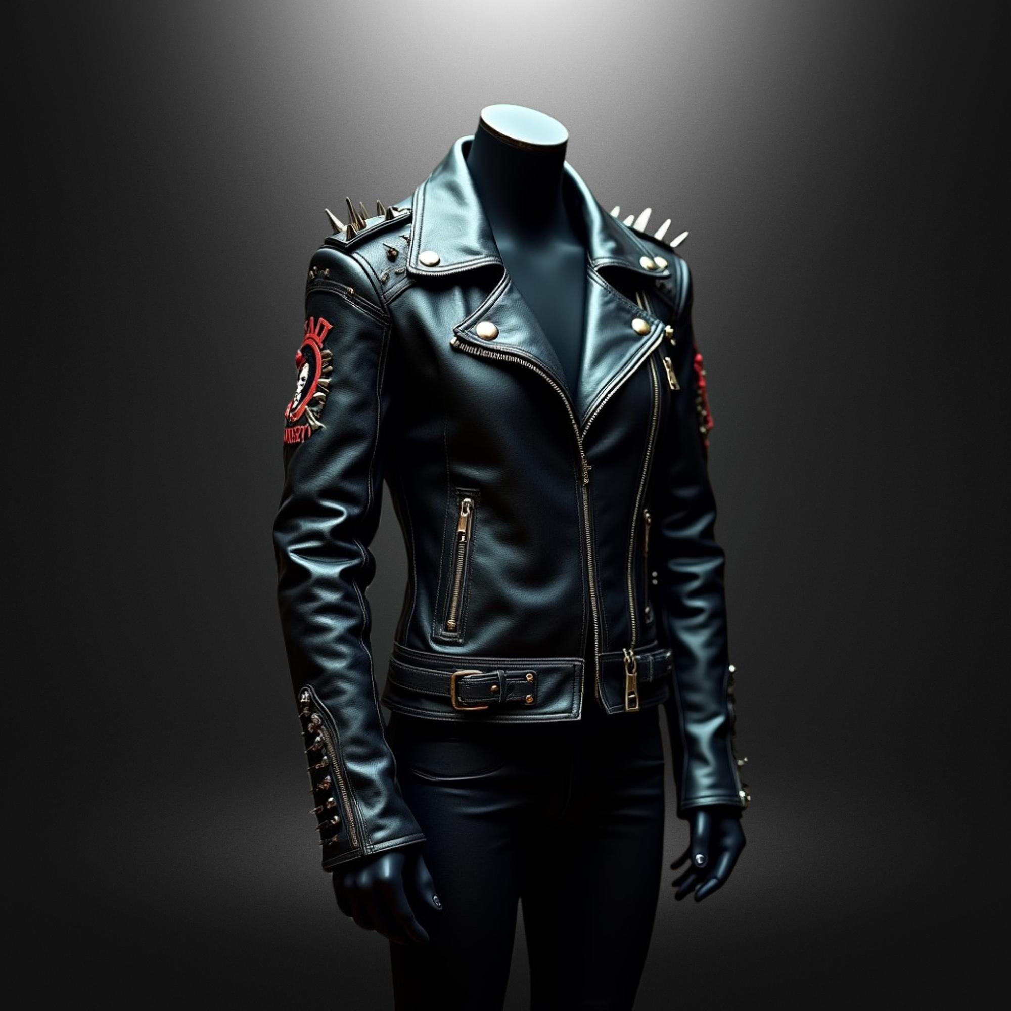 Handmade Gothic Biker Jacket: Studded Leather Punk Rock - Bride of