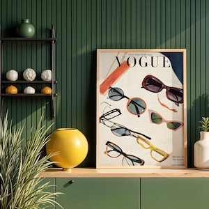 Vogue Sunglasses Art Print, Vintage Wall Decor, Fashion Illustration, Home Decor, Gift for Her