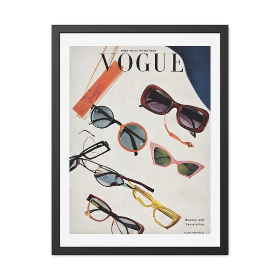 Vintage Vogue Glasses Framed Poster, Retro Fashion Wall Art  display picture 2