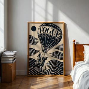 Vintage Vogue Magazine-tryck, Retro luftballong, High Fashion Y2K-konst, Femme Fatale